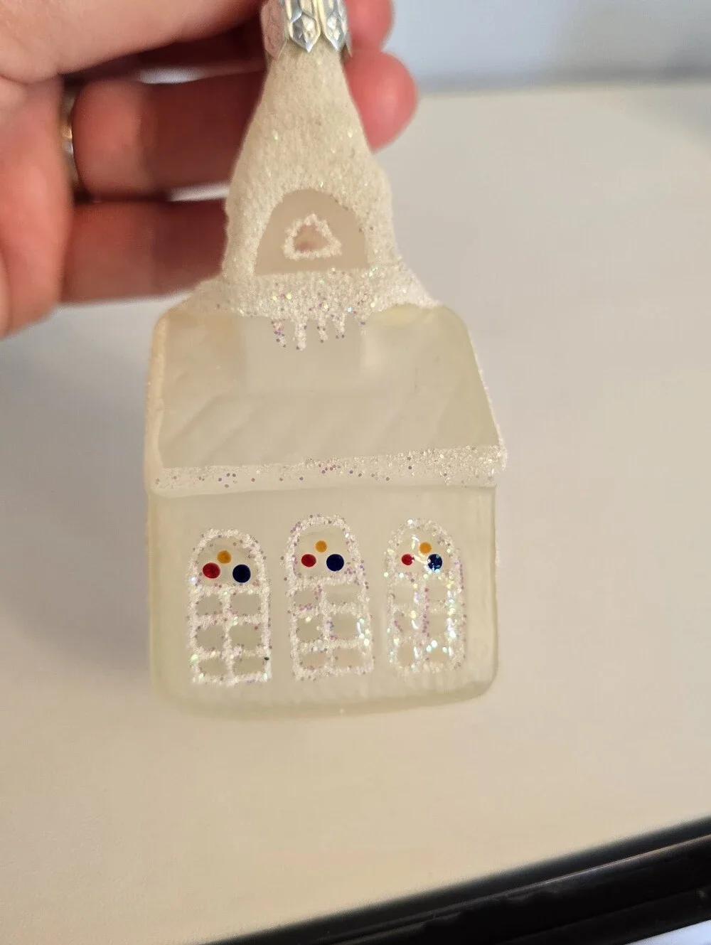 Vintage Crate & Barrel Thin Blown Glass Church Ornament From Czech Republic